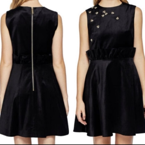 Elegant Black Queen Bee Ruffle Shift Dress Ted Baker NWT - Picture 4 of 16